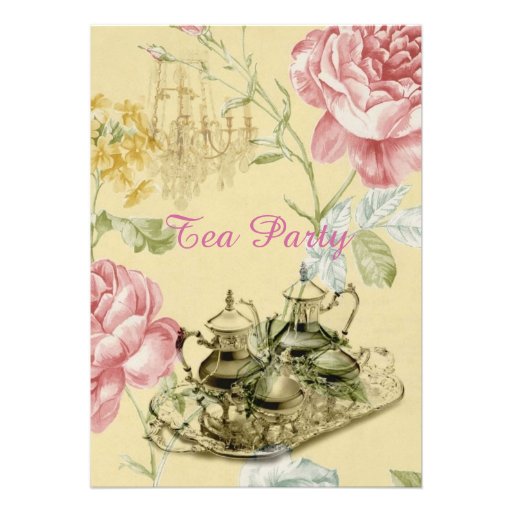 paris floral spring bridal shower tea party card