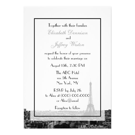 Paris France Skyline Kiss #1 BW V Wedding Cards