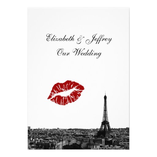 Paris France Skyline Kiss #1 BW V Wedding Cards