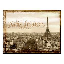 paris france vintage look postcard