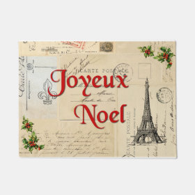 Paris French Postcards Christmas Doormat