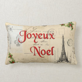 Paris French Postcards Christmas Pillow
