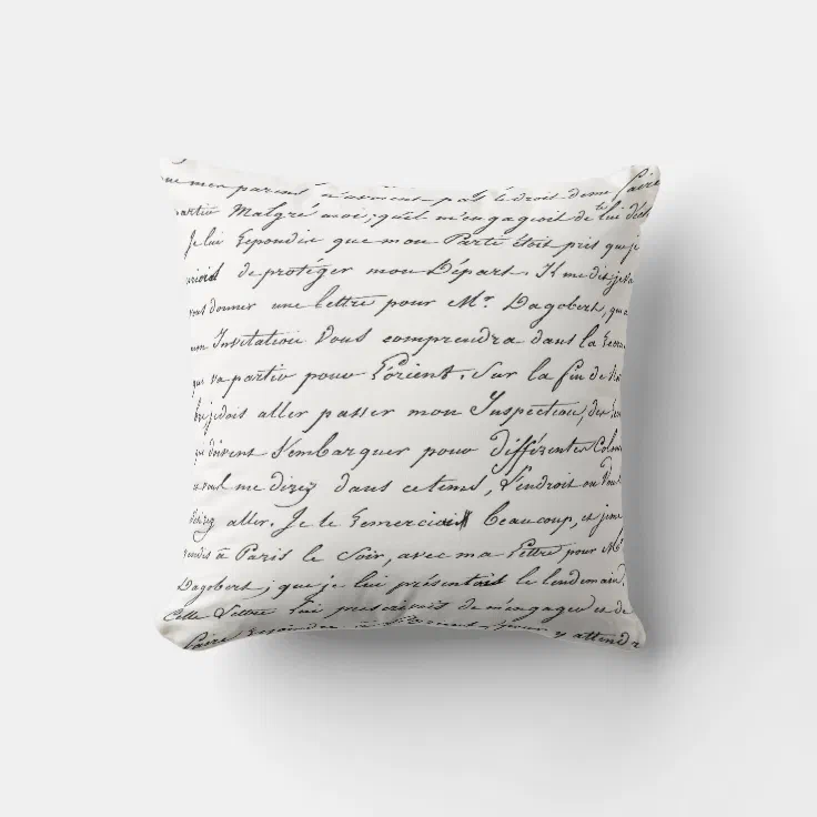 Paris French Script Chic Handwriting Pillow Zazzle