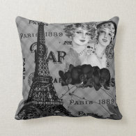 Paris Girls Throw Pillow