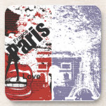 Paris in Red and Blue Dsitressed Beverage Coaster