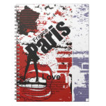Paris in Red and Blue Dsitressed Spiral Notebooks