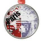 Paris in Red and Blue Dsitressed Ornaments