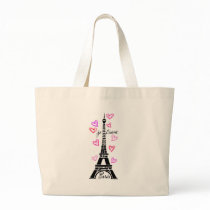 PARIS JE T'AIME EIFFEL AND PINK HEARTS BAG