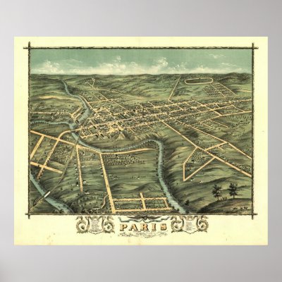 Paris Map Poster. Panoramic Map Poster by