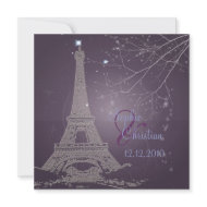 Paris La Nuit, eiffel tower wedding invitations invitation