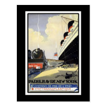 "Paris, Le Havre, New York" Vintage Travel Post Cards