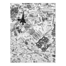 paris map postcard