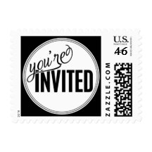 Paris Metro - You're Invited - Black Postage Stamps