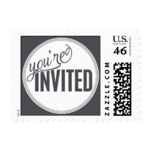 Paris Metro - You're Invited - Gray Postage Stamps
