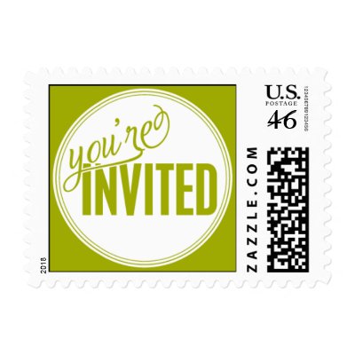 Paris Metro - You're Invited - Green Postage Stamps