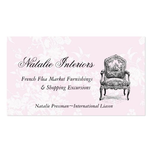 Paris Paris Elegant French Flea Market Chair Business Card Templates (front side)