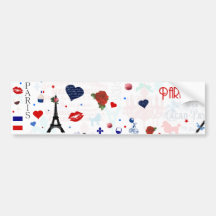 Paris pattern with Eiffel Tower Bumper Stickers