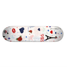 Paris pattern with Eiffel Tower Custom Skate Board