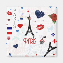 Paris pattern with Eiffel Tower Fridge Magnet