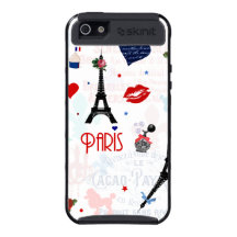 Paris pattern with Eiffel Tower iPhone 5 Cases