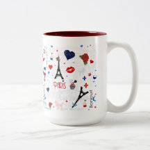Paris pattern with Eiffel Tower Mugs
