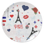 Paris pattern with Eiffel Tower plates