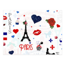 Paris pattern with Eiffel Tower Postcard