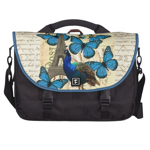 Paris, peacock and butterflies commuter bags