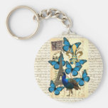 Paris, peacock and butterflies keychains