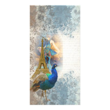 Paris peacock collage customized photo card