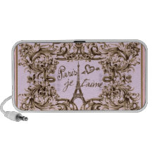 PARIS PINK JET'AIME BAROQUE EIFFEL AND HEART TRAVEL SPEAKER