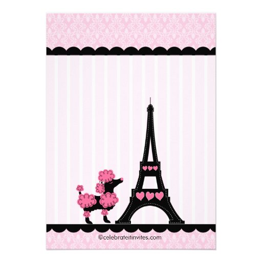 Paris Pink Poodle Birthday Party Invitations