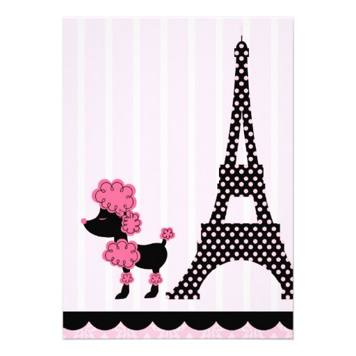 Paris Pink Poodle Eiffle Tower tea party bridal Cards