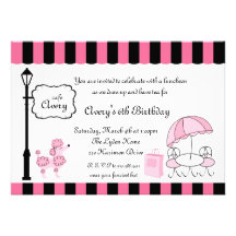 Paris Pink Poodle Eiffle Tower tea party bridal Custom Invitation