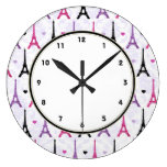Paris Pink & Purple Eiffel Tower pattern Clock