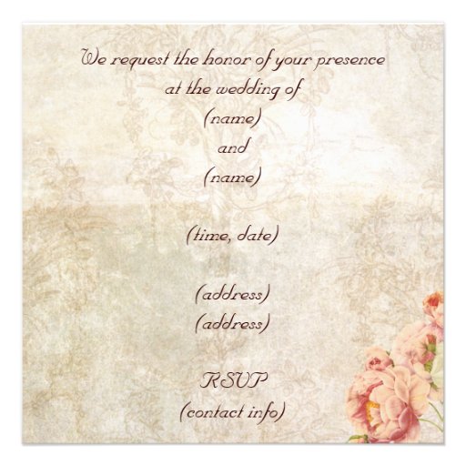 Paris Pink Rose Vintage Romantic Wedding Invite