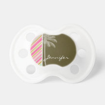 Paris; Pink & Seafoam Striped Baby Pacifiers