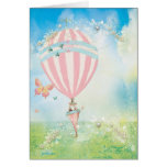 Paris Pink Stripe Ballon d'aire Greeting Cards