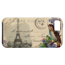 Paris Postcard Bird on Lilacs Case iPhone 5 Cases