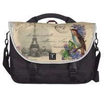 Paris Postcard Bird on Lilacs Laptop Bag