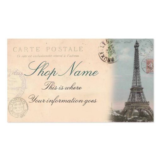 Paris Postcard Business Card (front side)