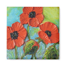 Paris' Red Poppies Magnet by OriginalsbyParis Paris' Red Poppies Magnet