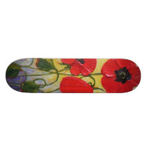 Paris' Red Poppies Skateboard