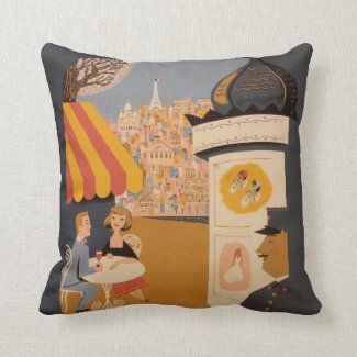 Paris retro travel pillow