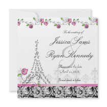 Paris Save the Date Wedding Card Black White Announcements