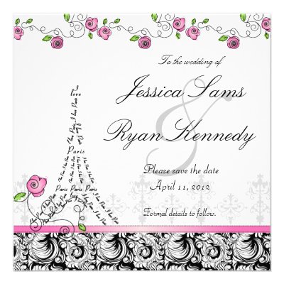 Paris Save the Date Wedding Card Black White Announcements