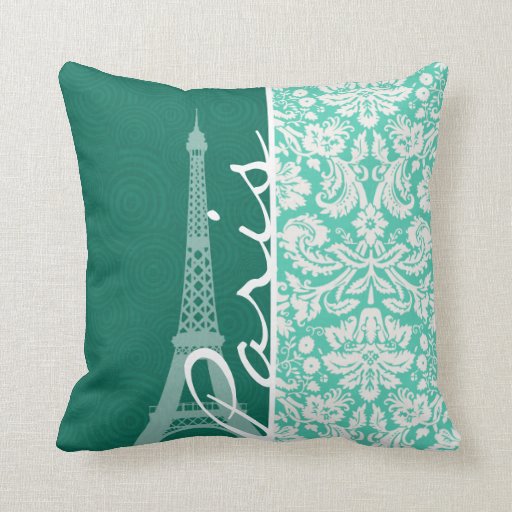 Paris; Seafoam Green Damask Pillows Zazzle