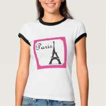 Paris Stamp Bright Pink t-shirts by trennea Paris Stamp Bright Pink t-shirts