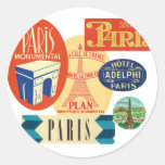 Paris stamp round stickers