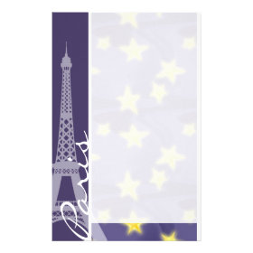 Paris Starry Night; Eiffel Tower Personalized Stationery